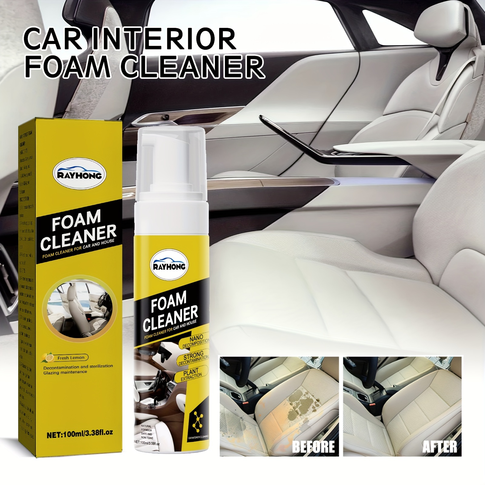 Car interior cleaning wet wipes car cleaning artifact car roof leather seat  care coating strong decontamination cleaning, polishing, nourishing,  protection, mild decontamination without hurting the car body [Super  Recommended] 2 Big Bags [