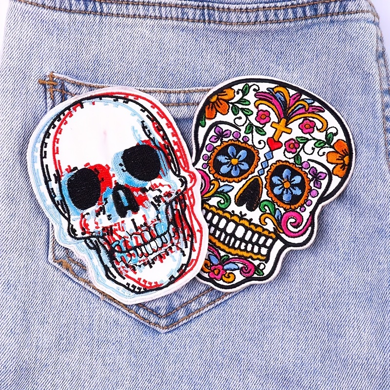 DIY Punk Embroidery Patch Rock Heart Patches On Clothes Skull Iron On  Patches For Clothing Rock Patch Applique Badge Stripe