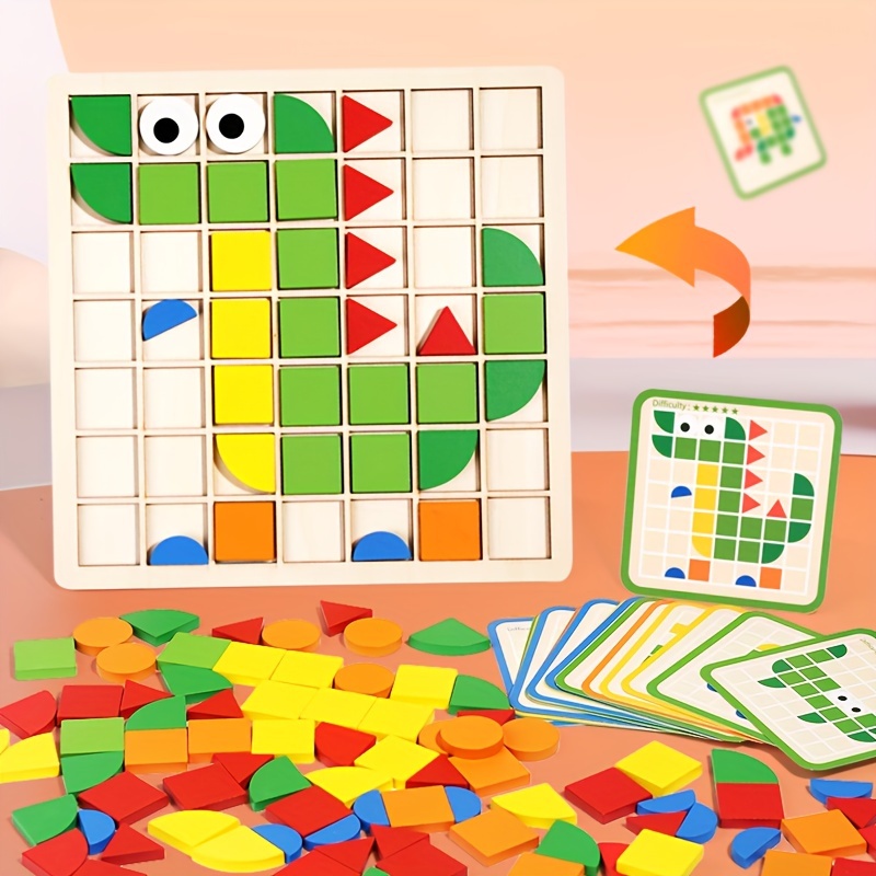 Pt colorido crianças quebra-cabeça jogo de madeira lógica jogo