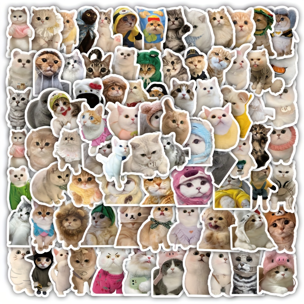 

100pcs Cat Animal Stickers Cute Aesthetic Vinyl Waterproof Stickers Decorative Stickers For Water Bottle, Computer, Notebook, Luggage, Phone, Laptop Bike Skateboard