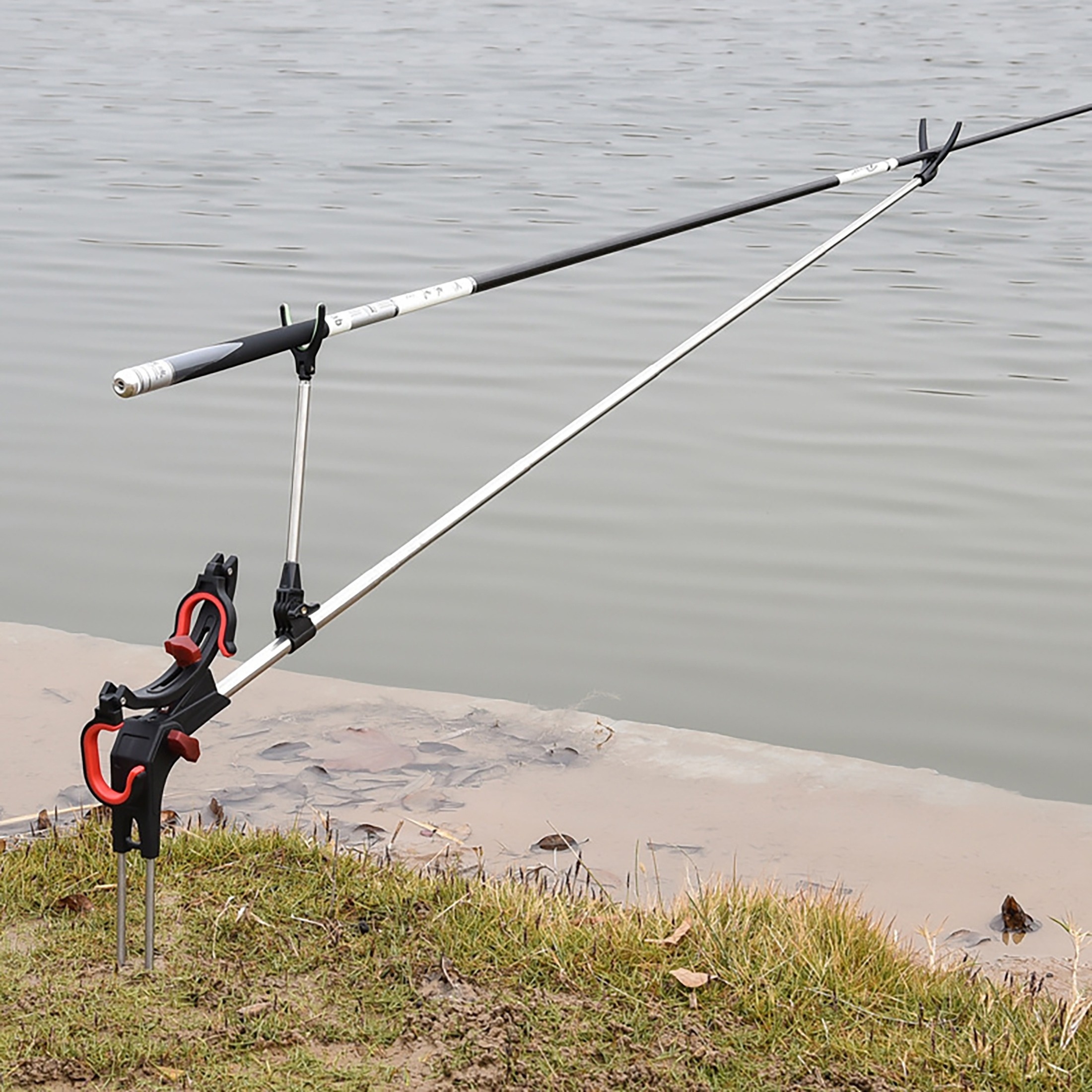 1pc 360° Adjustable Fishing Rod Holder, Stainless Steel Fishing Pole Rack  For Shore Fishing, Fishing Accessories