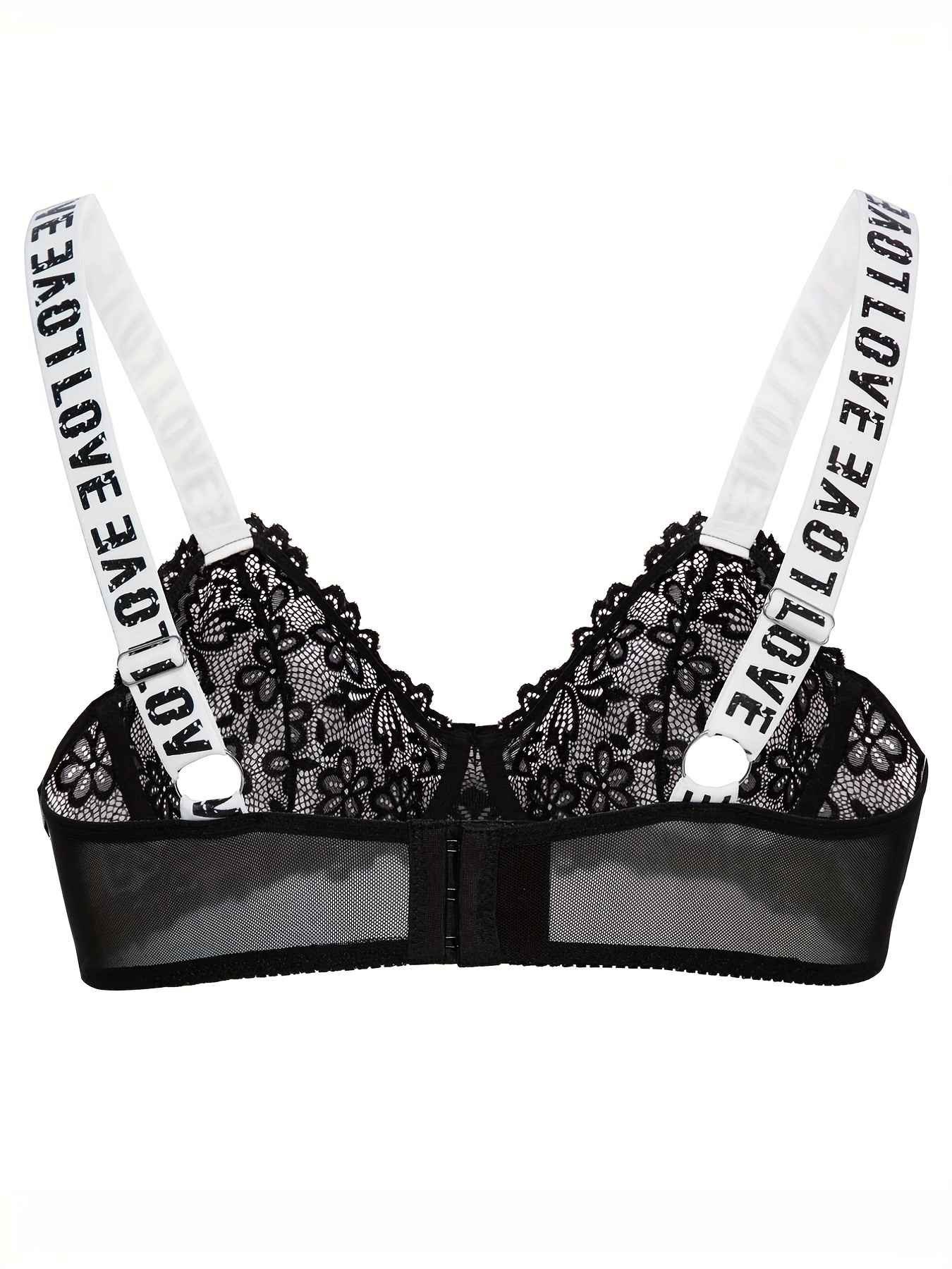 Floral Lace Letter Tape Underwire Lingerie Set