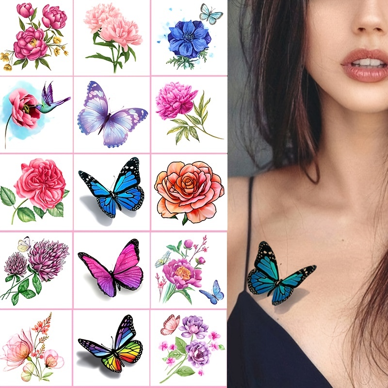 Flying Butterfly Temporary Tattoo Water Resistant Fake Body Art