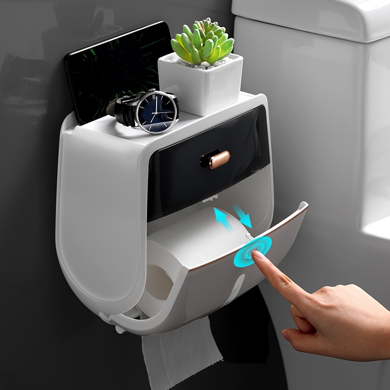 Bathroom Toilet Paper Holder Waterproof Wall Mount Tissue Storage Dispenser  Box