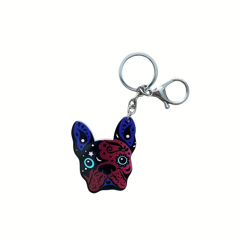 French Bulldog Keychain - Women Bag Pendant Transparent Colorful Dog  Keychains