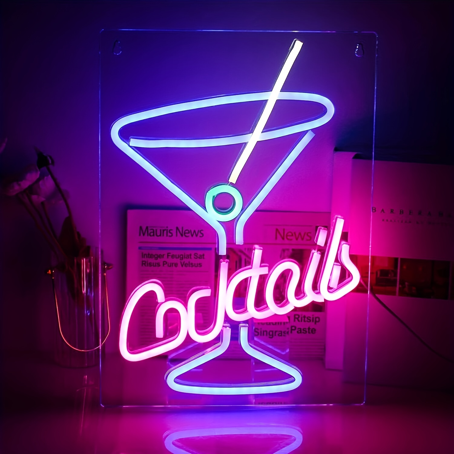 Cocktails Cup LED Neon Sign Art Wall Lights for Bar Club Bedroom Windows Glass Hotel Pub Cafe Wedding Birthday Party Gifts