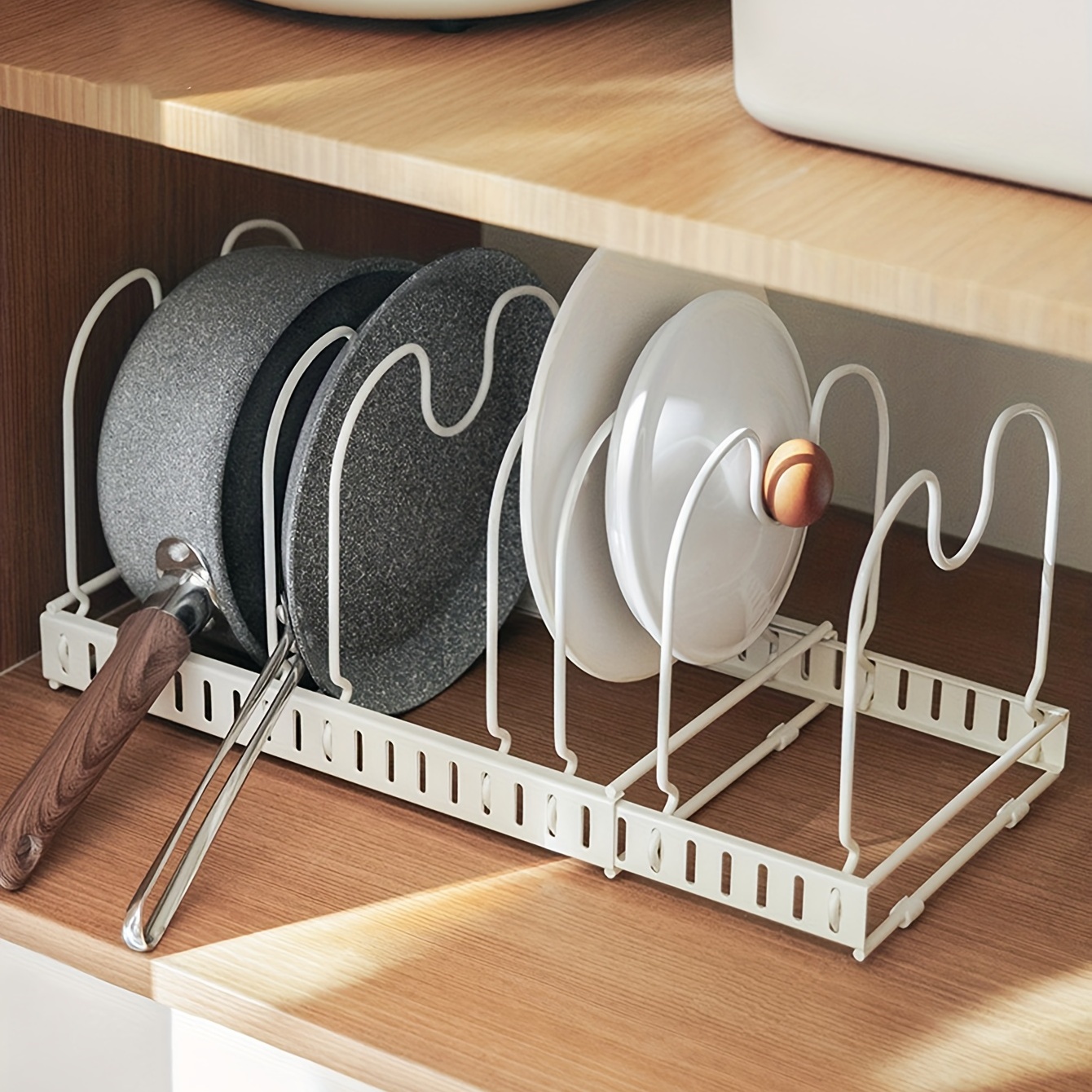 1pc Space-Saving Kitchen Rack with Cutting Board, Pot Cover, And