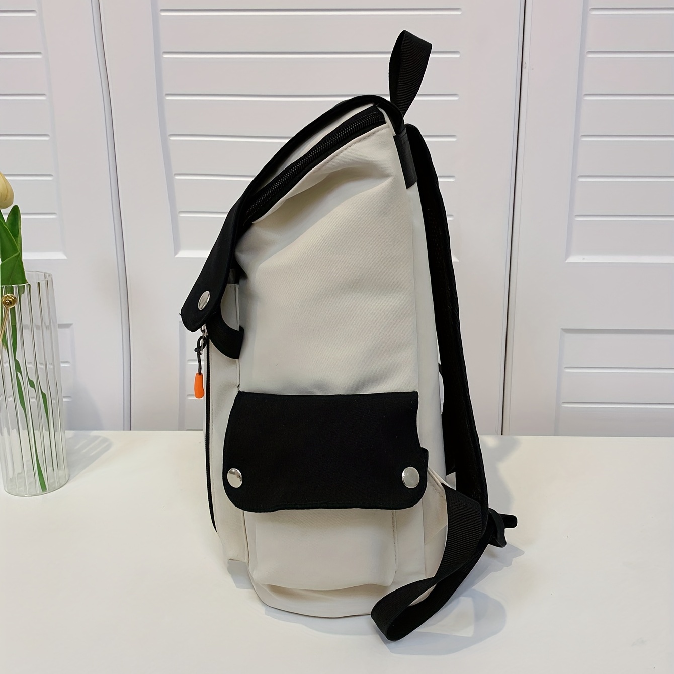 Casual Colorblock Backpack School Flap Daypack All Match Book Bag