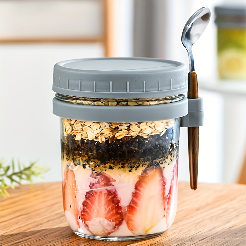 350ML Overnight Oats Container with Lid and Spoon Food Storage Container  Oat Jars Measurement Marks for