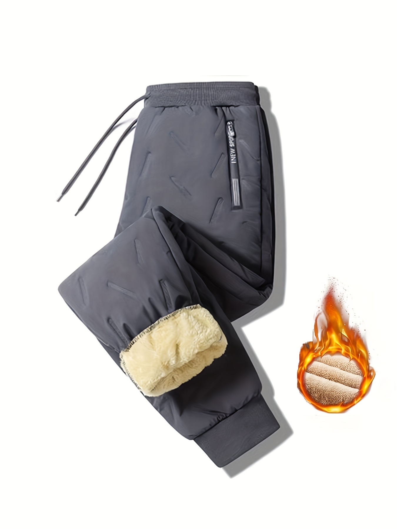 Warm Fleece Stretch Joggers Pantalones Chándal Cremallera - Temu