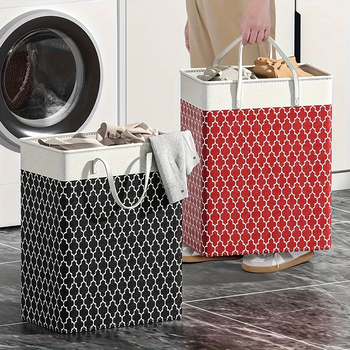 1pc dirty clothes basket large capacity cotton and linen fabric dirty clothes basket toy storage bucket laundry basket foldable clothes storage for bathroom room organizer christmas halloween gift details 4