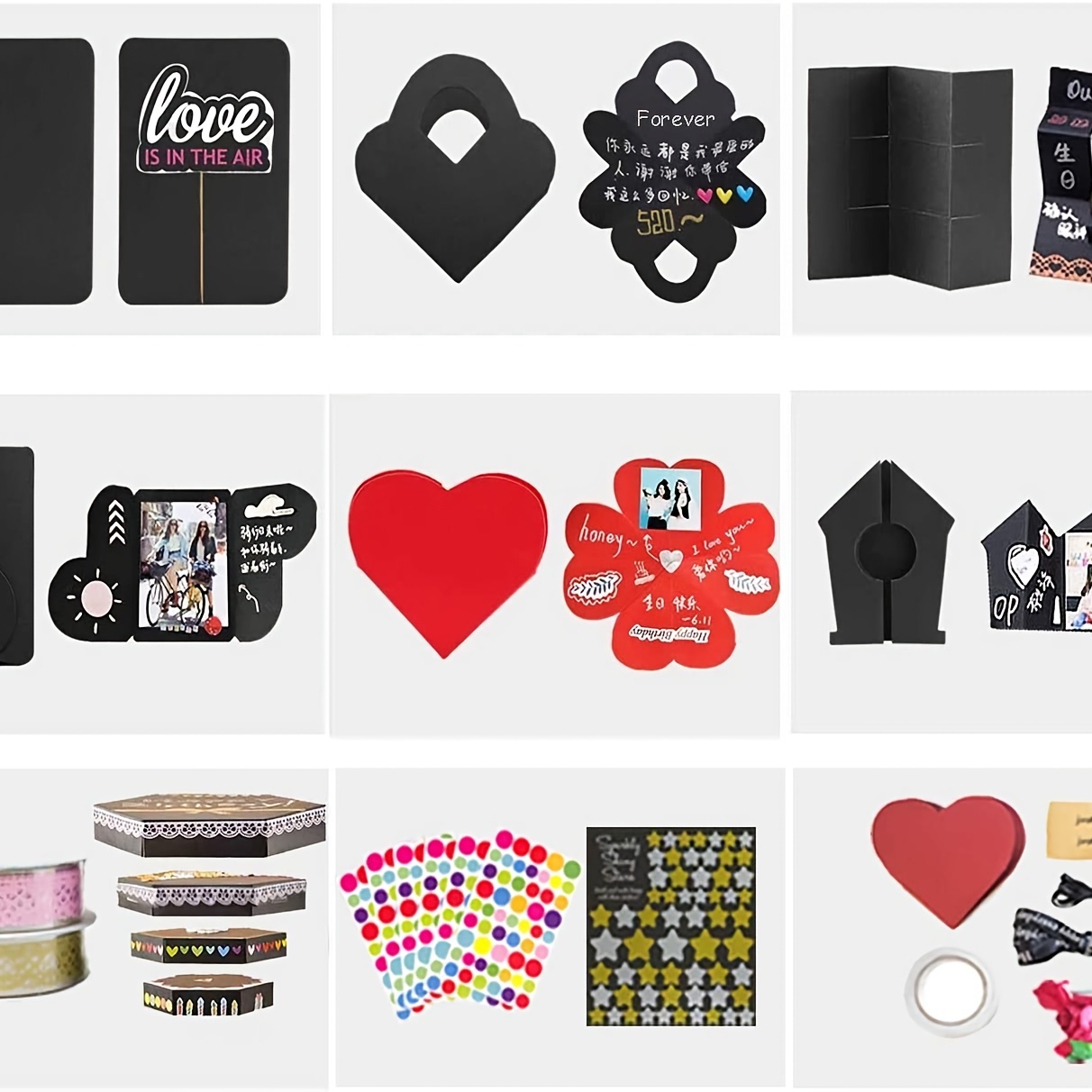  Wanateber Explosion Box DIY Gift - Love Memory, Scrapbook,  Photo Box for Birthday Gift, Anniversary,Wedding or Valentine's Day  Surprise Box (Black) : Home & Kitchen