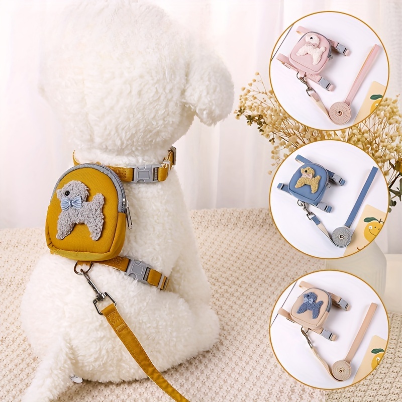 

Pet Backpack Nylon Harness And Leash Set For Cats And Small Dogs With Cute 3d Animal Design, Comfortable Adjustable Chest Strap And Durable Walking Lead