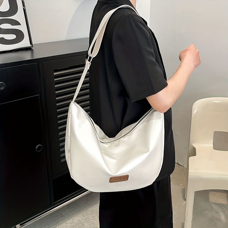 Large Capacity Crossbody Bag, Letter Patch Decor Hobo Bag, Casual Shoulder  Bag For Sports, Travel, School - Temu Belgium