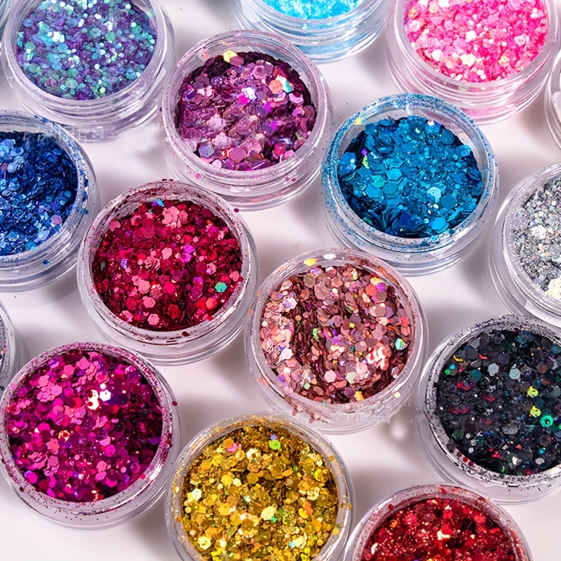 Chunky Glitter For Nails | Nail Art Sequins Glitter Kits | Pack of 6  Colorful Makeup Supplies for Face Body Nail Hair Art, Shinning Glitter  Powder for