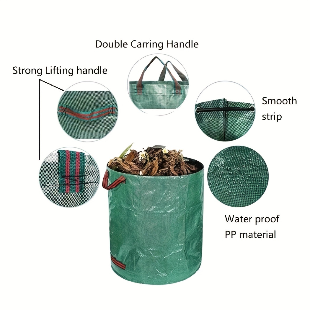 Sacs à déchets de jardin, poubelle en tissu tissé 3 pièces, ramassage  robuste avec poignée, nettoyage