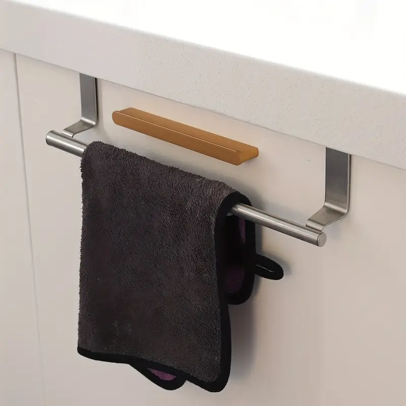 Toallero para gabinete, toallero de cocina de acero inoxidable sobre la  puerta, soporte para toallero de baño, colgador de toallas sobre el  gabinete
