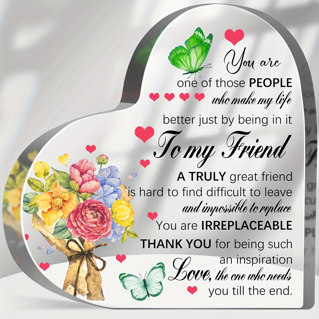 

1pc My Friend, You Are An Irreplaceable Symbol Of The Acrylic Plaque And Thank You For The Cute Friendship Souvenir Acrylic Thank You Gift For The Best Friend Colleague