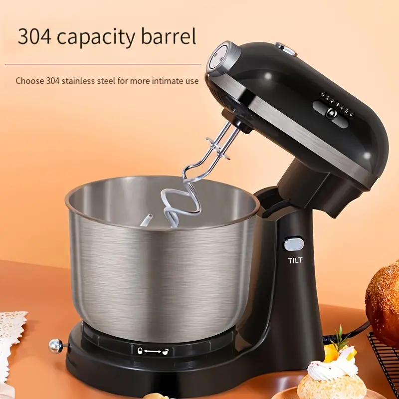1 Stand Mixer, 5 Quart Tilt-head Multifunctional Electric Mixer With,meat  Grinder, Hook, Whisk, Beater 4 Anti-slip Suction Feet,attachments Include 5  Qt Bowl,2*dough Hook,2*beater,1* Spatula,for Dough,baking,cakes,cookie,black  - Temu