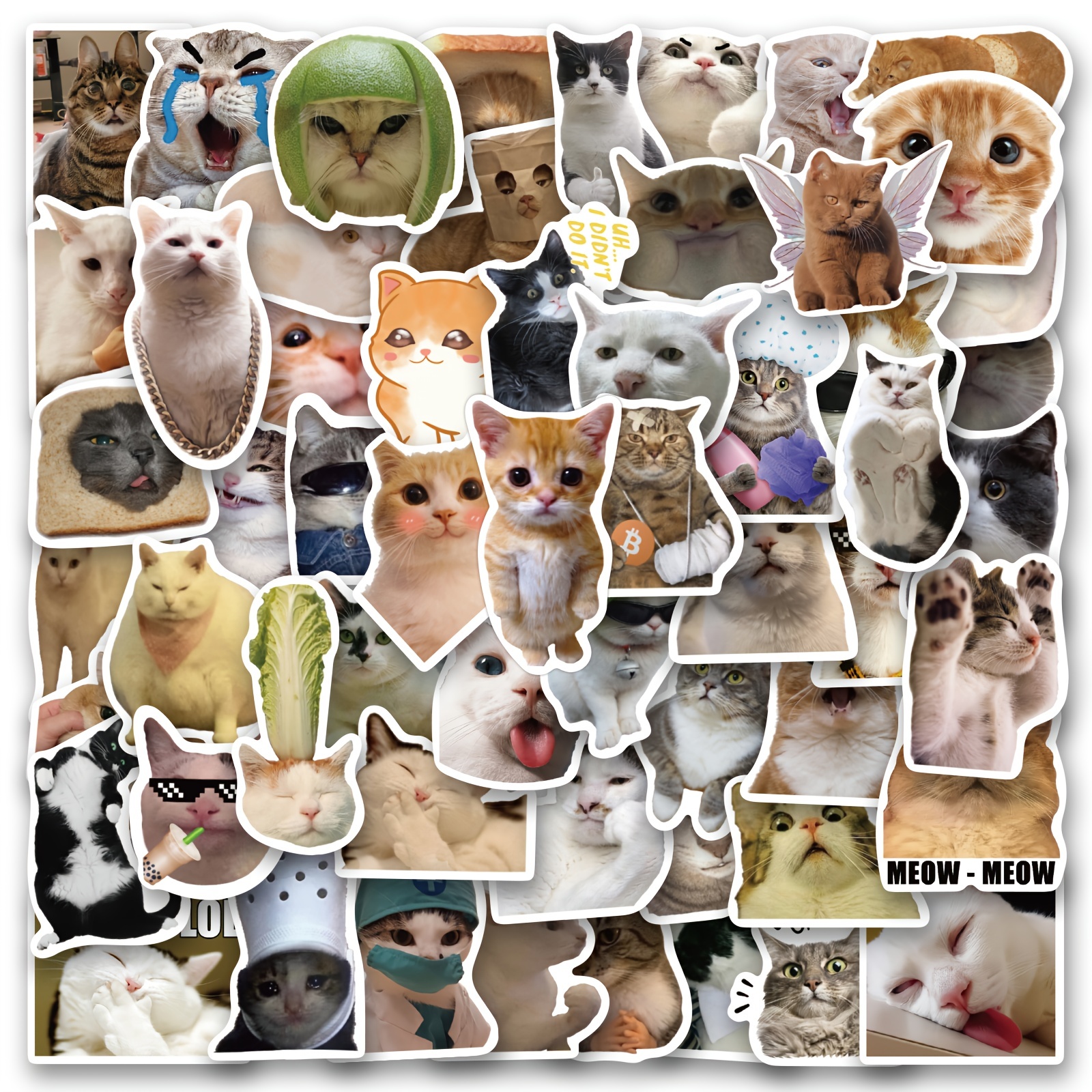 100pcs Funny Cat Stickers For Water Bottles, Kawaii Stickers Pack, Cute Cat  Waterproof Stickers For Water Bottles Kindle Luggage Guitar Laptop, Vinyl