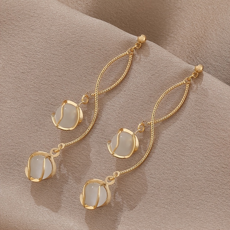 Tassel Opal Earrings Women Girls Party Prom Decor
