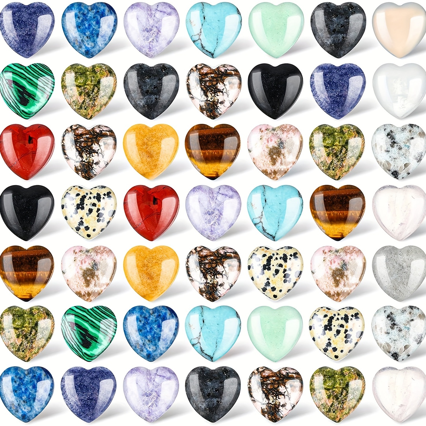 15pcs/20pcs/30pcs Heart Shape Stone, Crystal Love Healing Crystal, Polished Heart Stone Meditation Decoration (Random Color Mix)