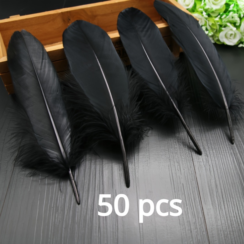 Natural Ostrich Craft Feather For Diy Wedding Decor, 50pcs Black Fe