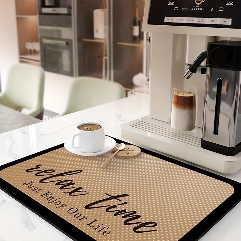 Quick Dry Coffee Mat, Coffee Bar Accessories, Non-slip Low Pile
