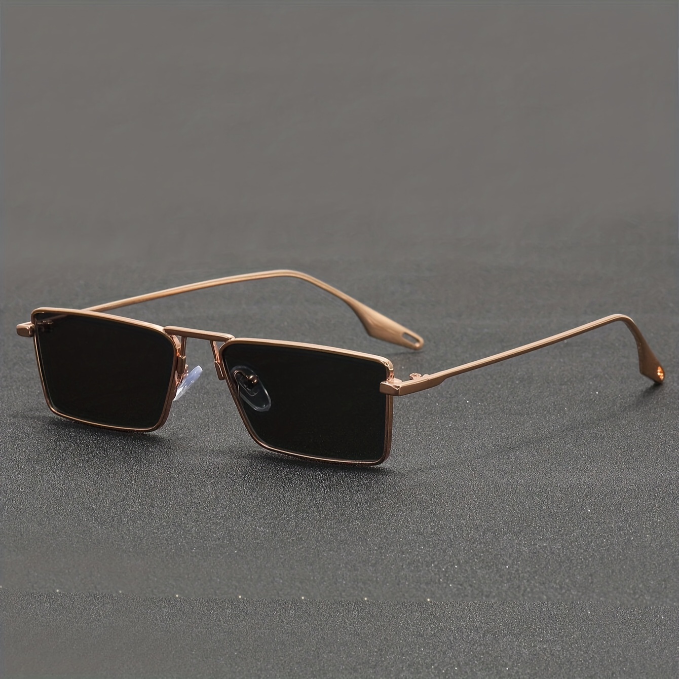 

Retro Punk Cool Golden Top Bridge Rectangle Fashion Glasses, Metal Frame, For Men Women Outdoor Sports Party Vacation Travel Driving Fishing Supply Photo Prop