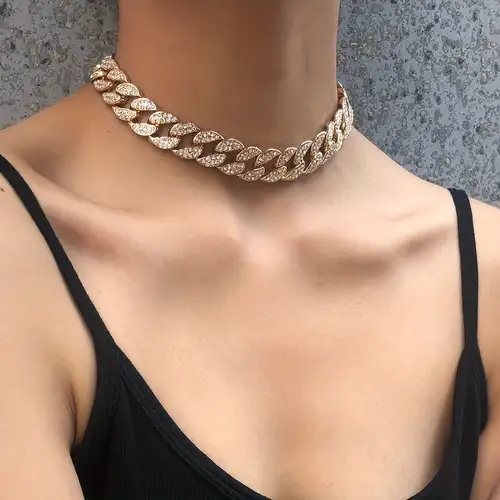 Unique Bargains Choker Necklaces Dainty Pendant Choker Necklace Chain for  Women Girl Gold Tone 1PC