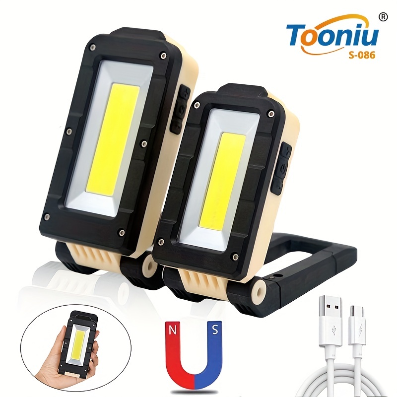 

1pc Portable Waterproof Cob Work Light With Adjustable Led, Usb Rechargeable Flashlight, Magnetic Design And Power Display - Ideal For Camping And Outdoor Activities
