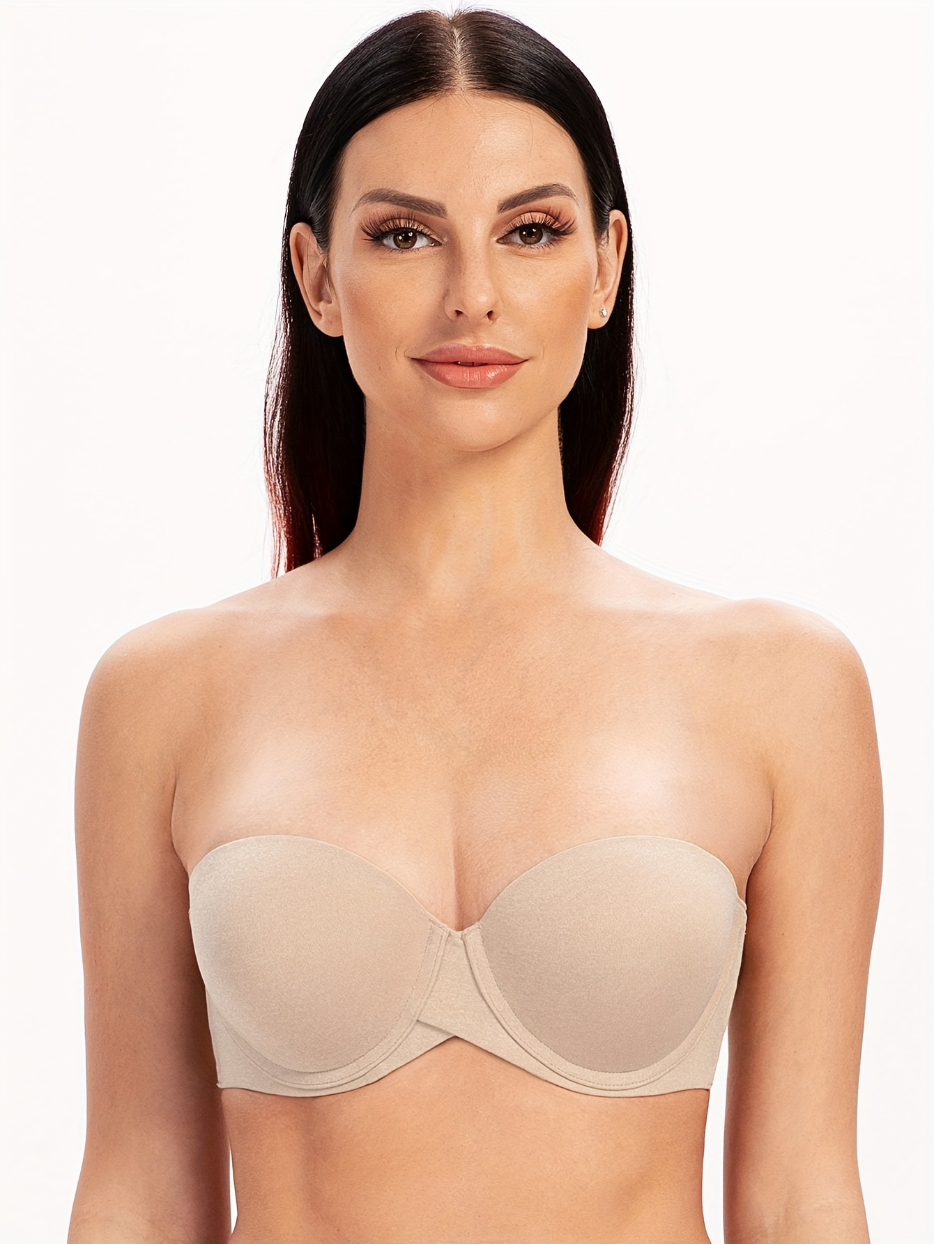Seamless Strapless Bandeau Bra Stretch Underwire Solid Color