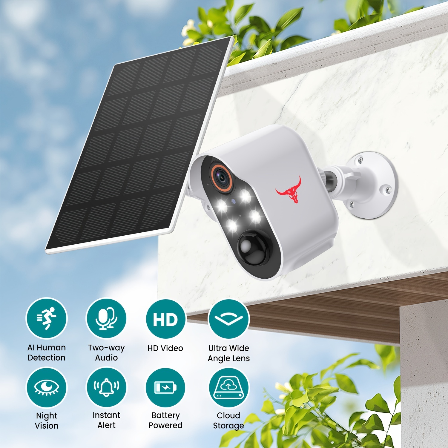 Camara De Seguridad Solar Para Exterior Wifi Inalambricas 1080P Vision  Nocturna
