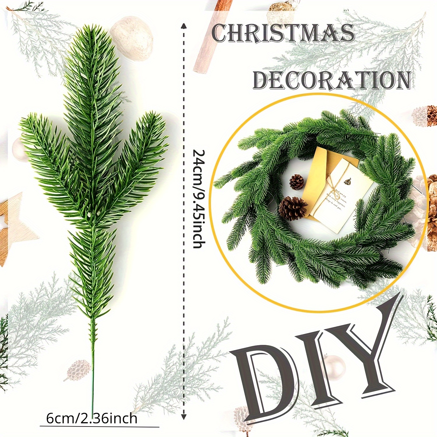 30pcs Artificial Pine Branches Green Leaves Needle,garland Green Plants  Pine Needles For Home Garden Christmas Decoration Diy Craft Wreath