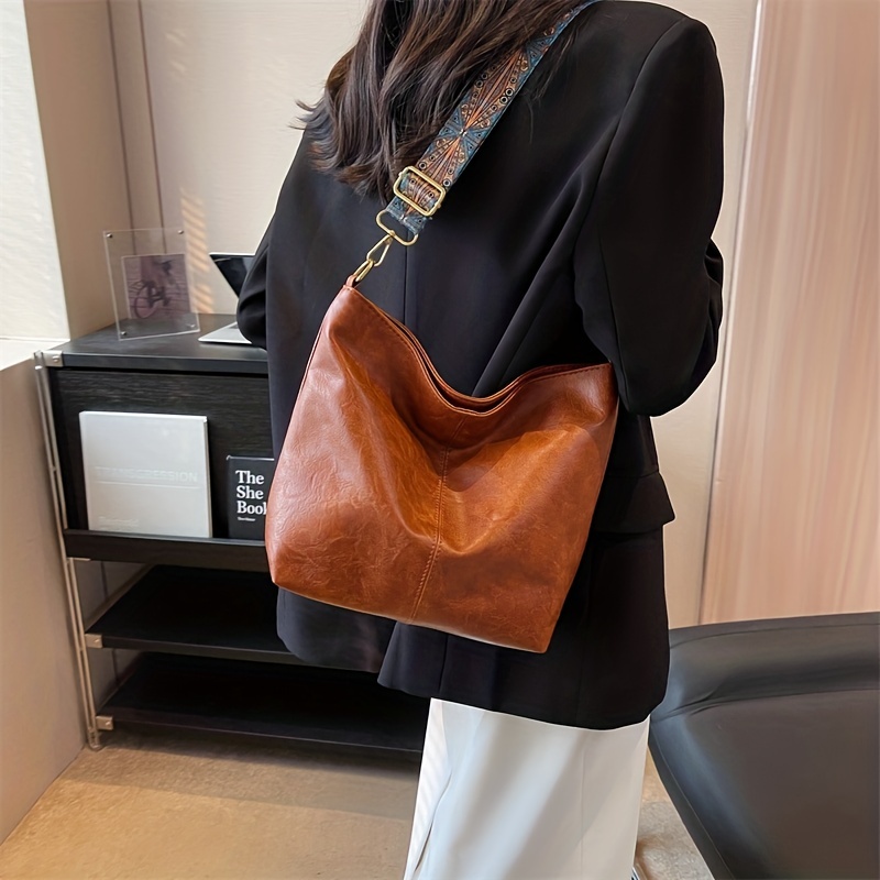 Geometric Strap Hobo Bag, Large Capacity Crossbody Bag, Women's Retro Style Shoulder  Bag - Temu