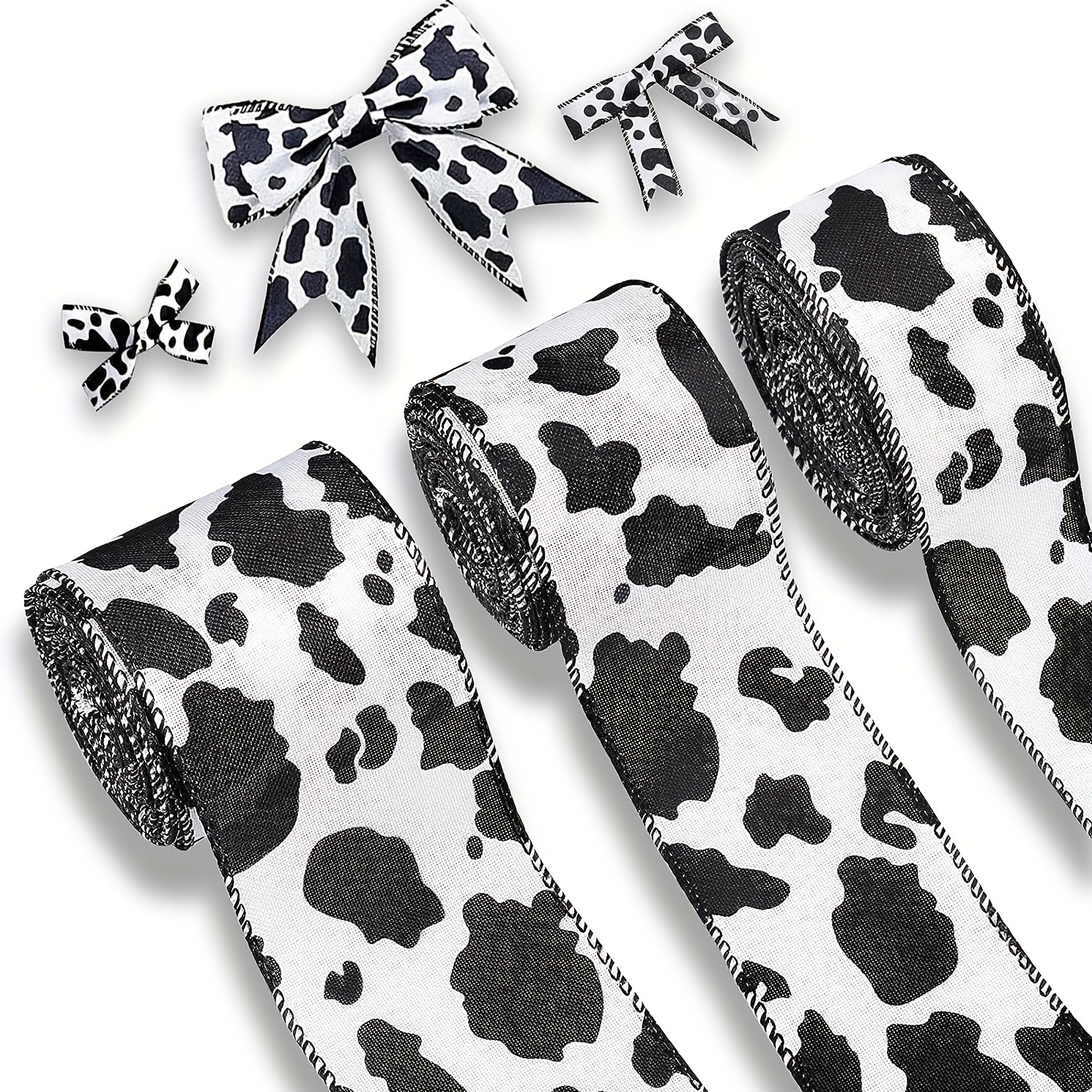 5 Yards Wired Edge Cow Ribbon Wired Cow Print Ribbon - Temu