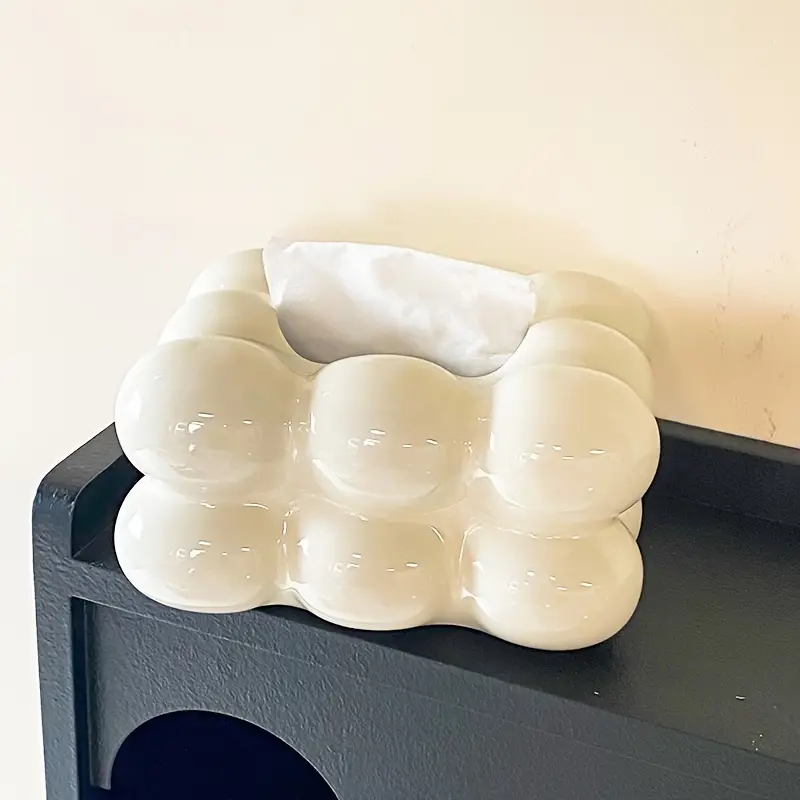 1pc Marshmallow Shaped Tissue Box, Tissue Box Cover, Napkin Dispenser  Container, Ceramic Tissue Holder, Tissue Storage Box For Bathroom Living  Room Be