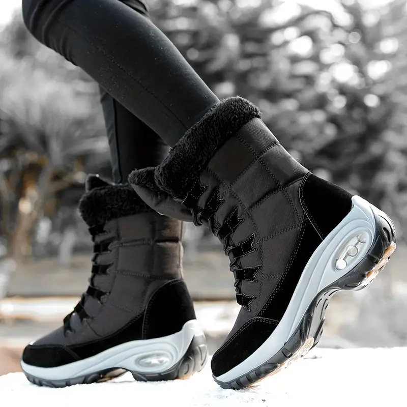 womens mid calf winter boots waterproof warm faux fur lined non slip snow boots womens footwear details 9