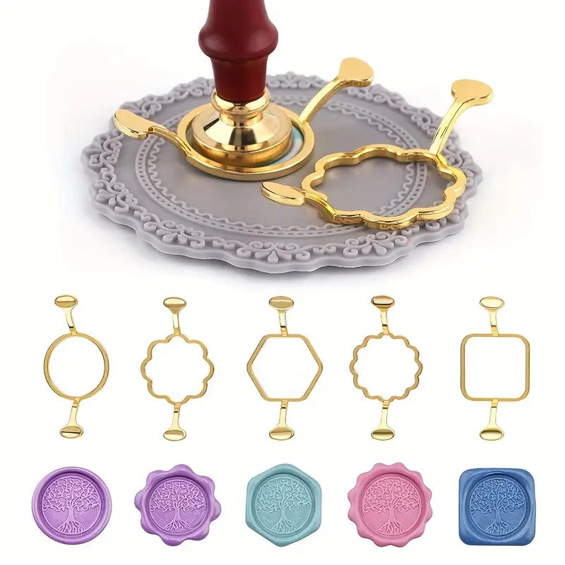 Metal Wax Seal Kit With Round Flower Oval Square Hexagonal - Temu