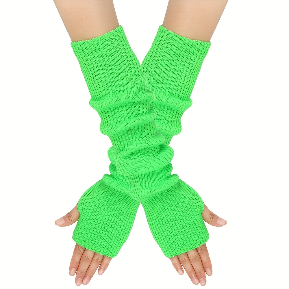Casual Long Fingerless Gloves Warm Arm Sleeve Knitted Gloves Women