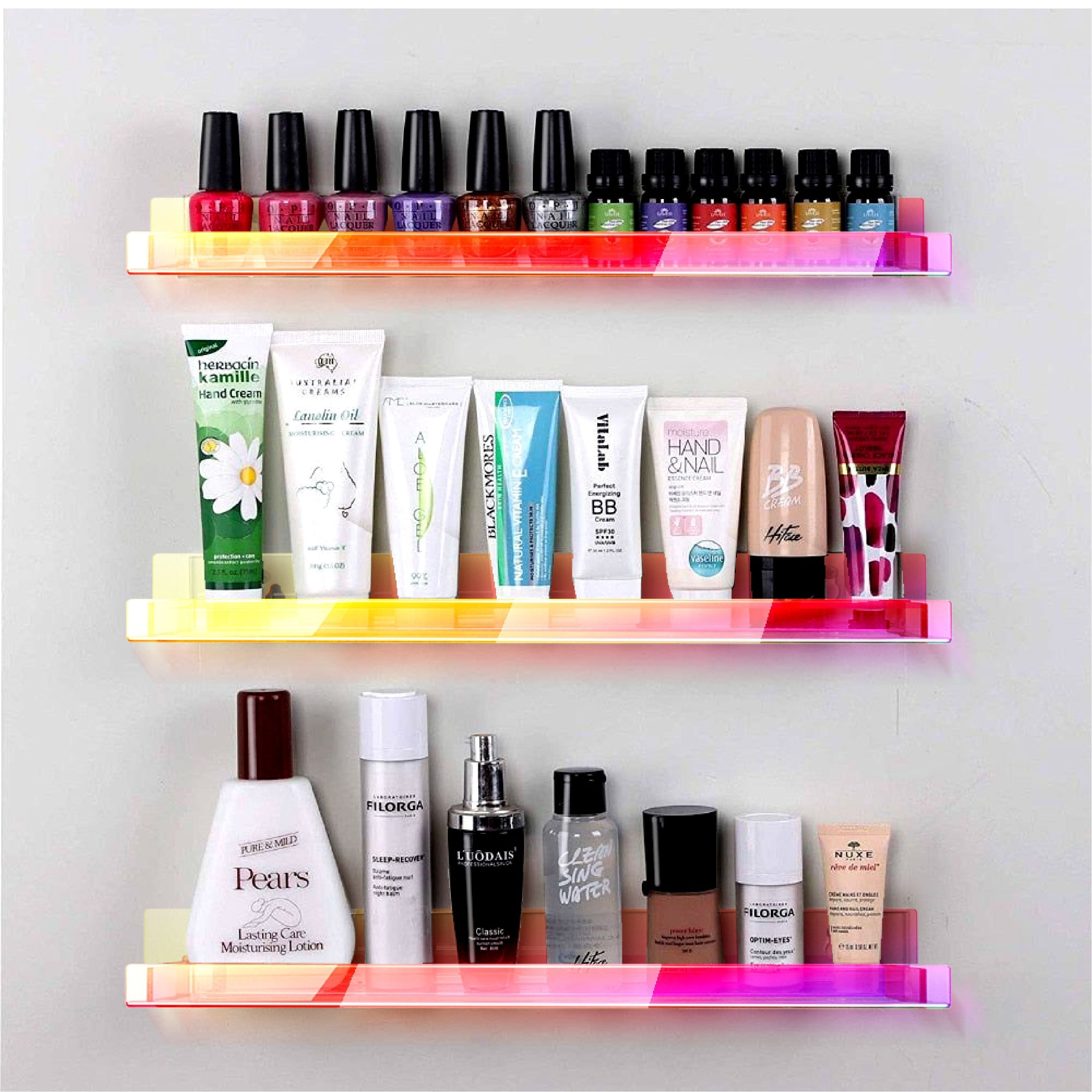 Wall Mounted Makeup Organizer, Makeup Storage, Nail Polish Shelf