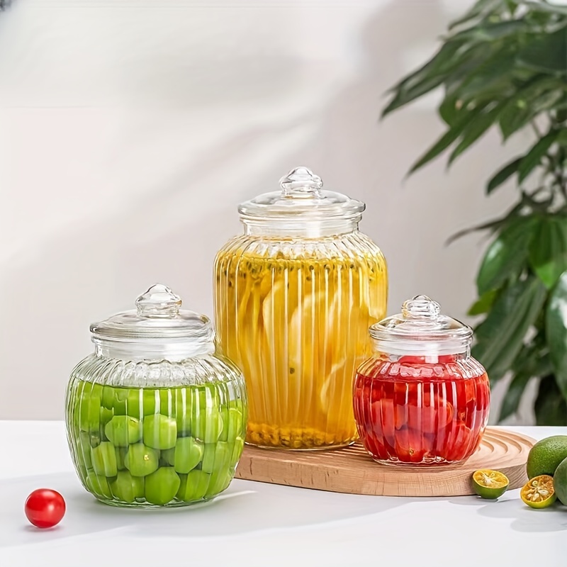 3pcs Glass Sealed Containers Lid Storage Jars Dried Fruit Jars Sugar Sealed  Cans 