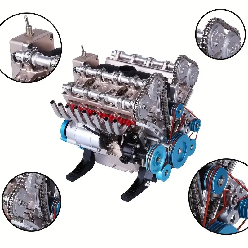 Motor V8. Kit de construcción en metal 8 cilindros