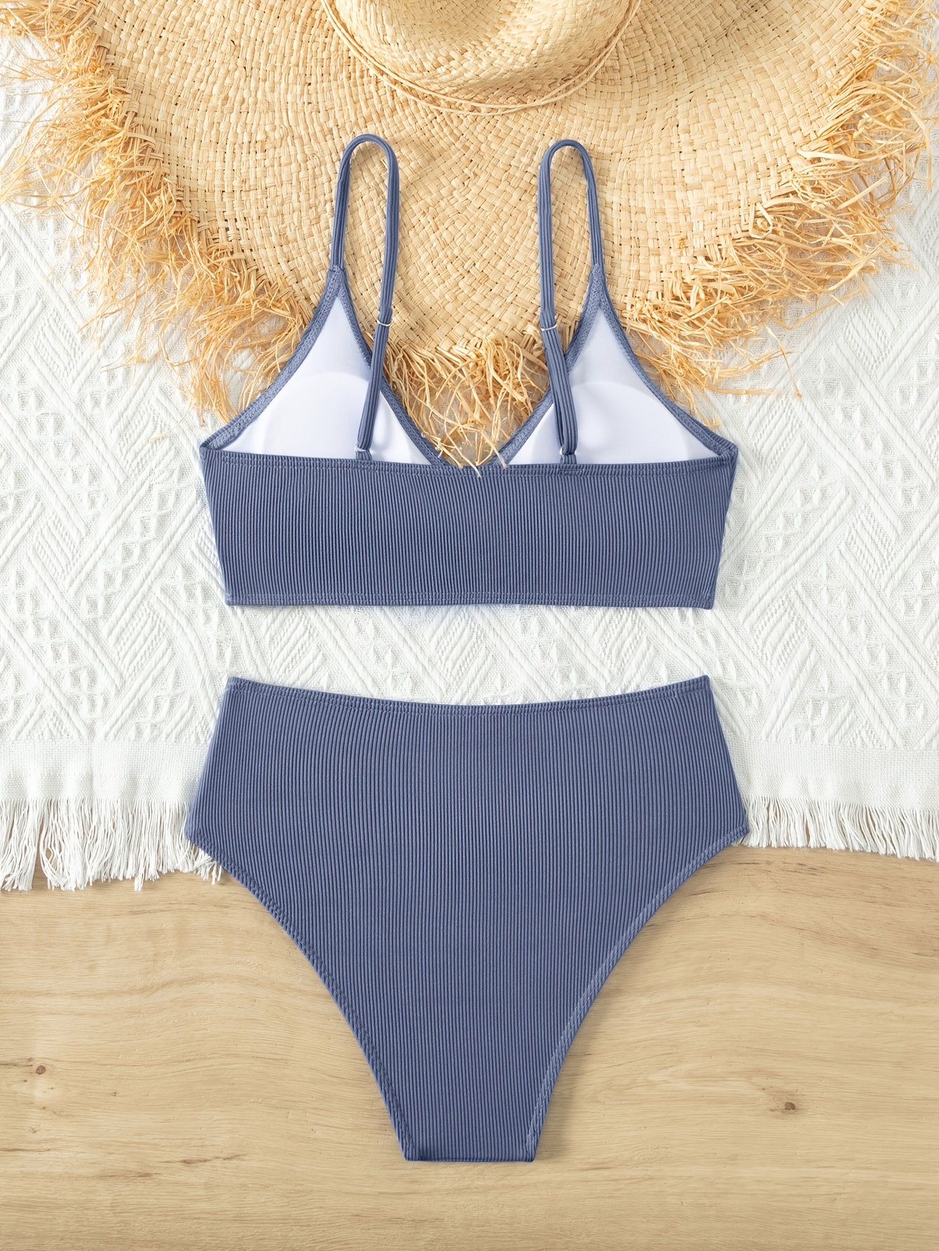 Girl's Ribbed Bikini Set Cami Top & Briefs