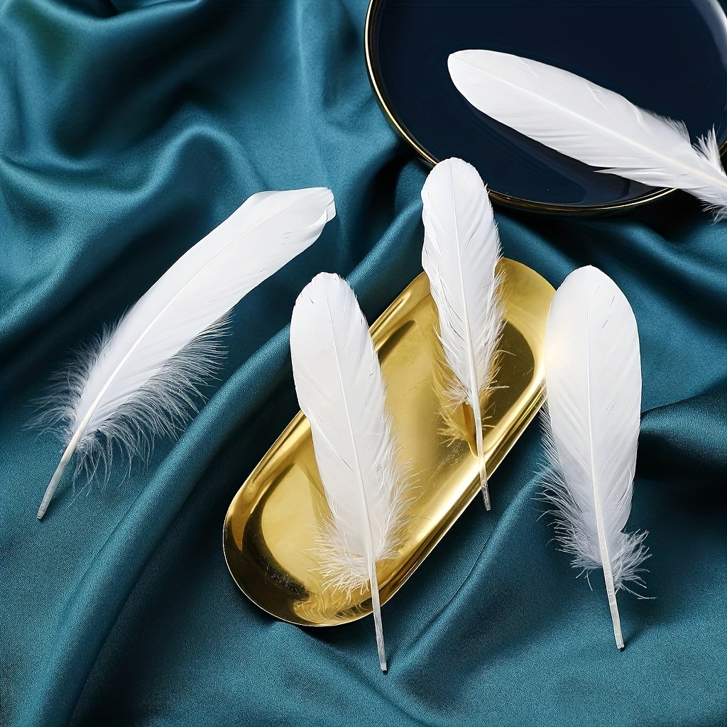 50 plumas blancas de 8 a 10 pulgadas, hermosas plumas largas para  manualidades (8.3-9.8 in), pluma de ganso natural bilateral de gran tamaño,  para