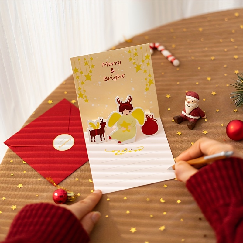 HCXIN Christmas greeting cards handmade DIY stereo cartoon greeting cards  folded small cards Thanksgiving New Year's Day New Year gift cards 