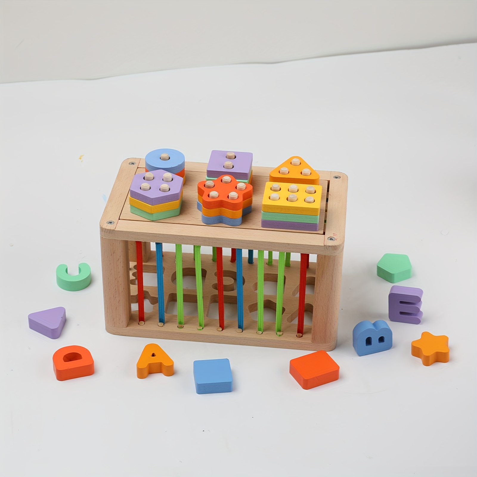 Montessori Toys, Toddler Wooden Sensory Shape Sorter Activity Cube