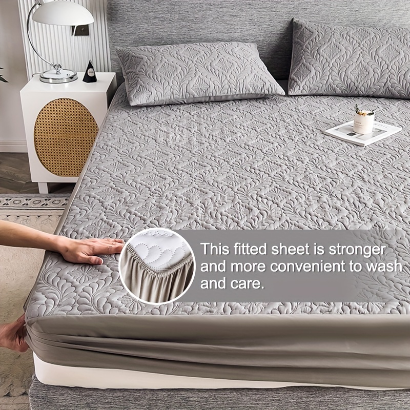  Protector de colchón ajustable acolchado gris de