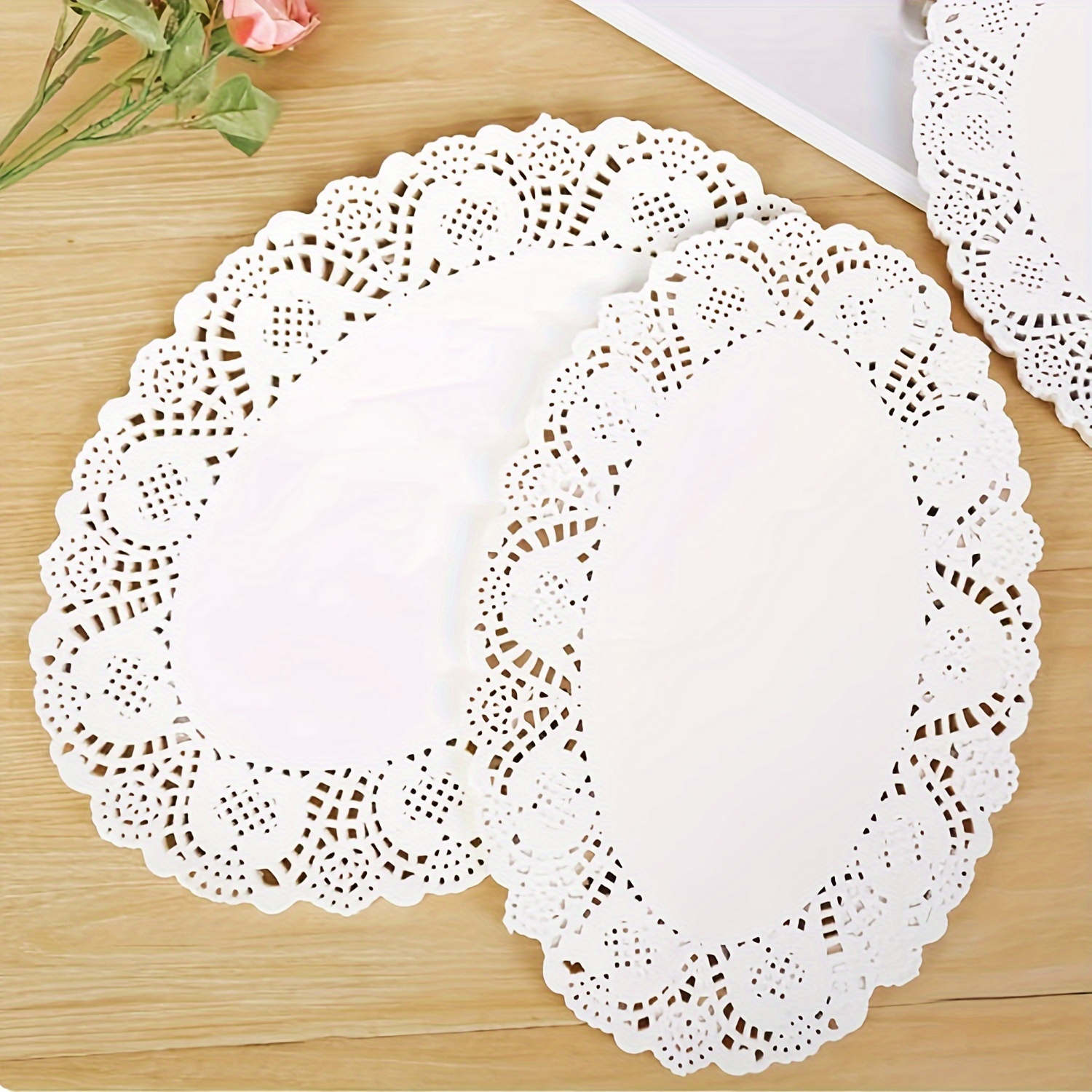 150Pcs/Pack Rectangular Lace Paper Doilie White Coasters Baking