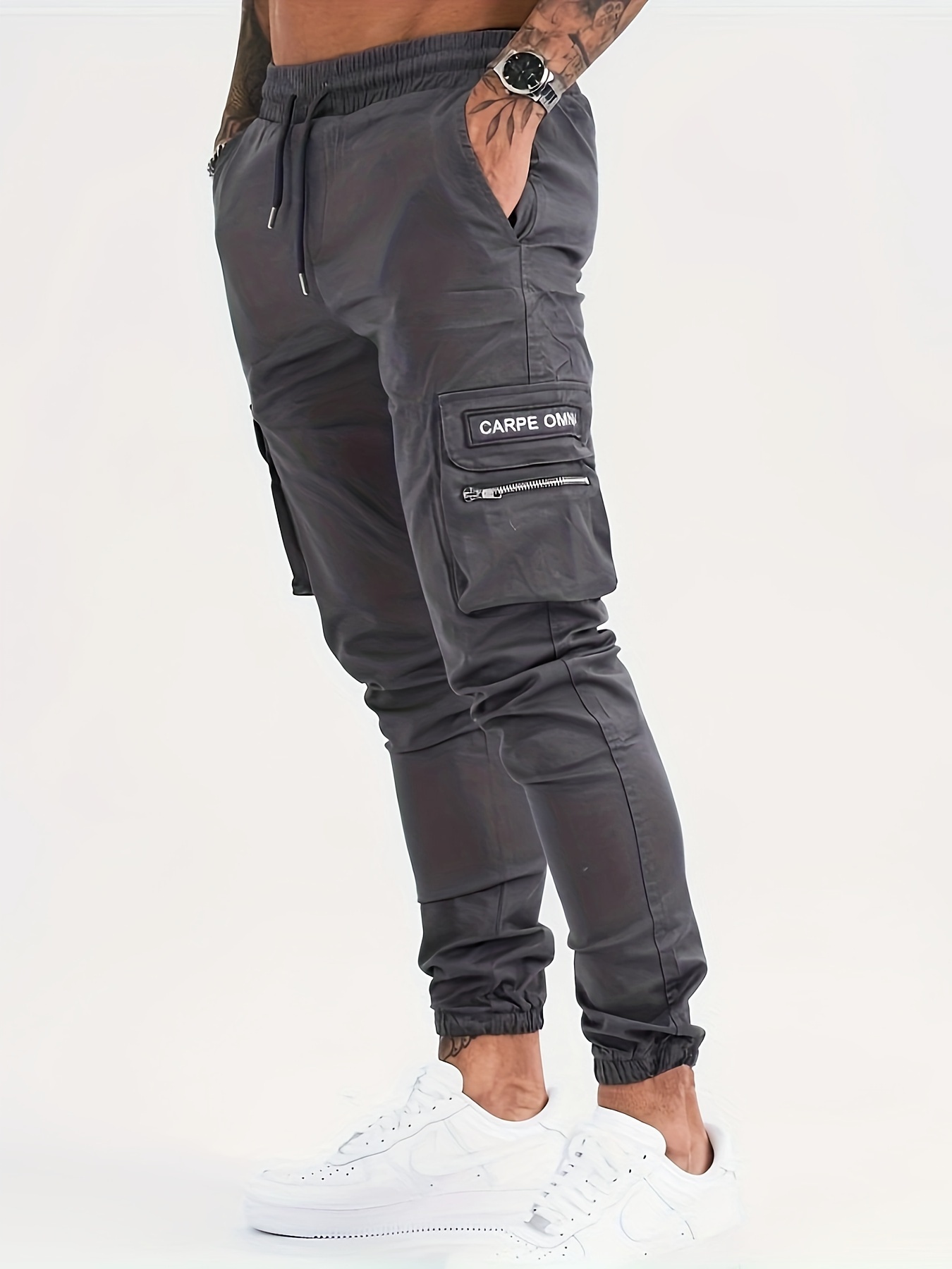Pantalones cargo para hombre de ajuste relajado, pantalones deportivos con  cordón para exteriores con bolsillos